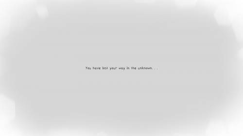 A blank background with the words "You have lost your way in the unknown" across the screen.