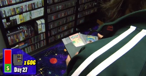 Jay holding two of the rarest titles in the NES library. 